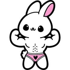 cute muscle bunny