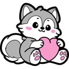 cute husky with heart