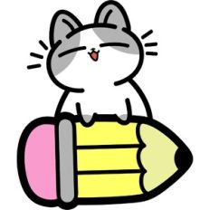 cute happy cat on a pencil