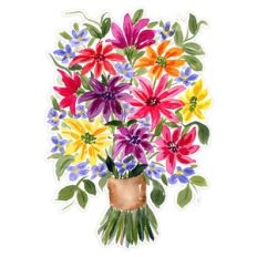 Watercolor Mothers Day Daisies Floral Bouquet Print and Cut