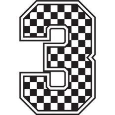 Number 3 Checkered Race Car Pit Crew
