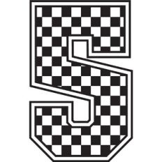 Number 5 Checkered Race Car Pit Crew