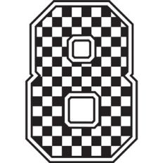 Number 8 Checkered Race Car Pit Crew