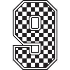 Number 9 Checkered Race Car Pit Crew