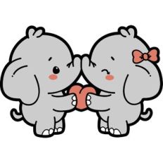 cute elephant couple in love