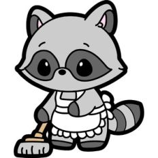 cute raccoon cleaning