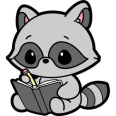 cute raccoon studying