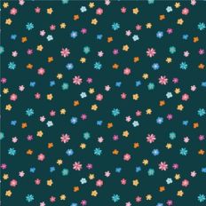 Cute Simple Playful Flowers Pattern on Dark Green