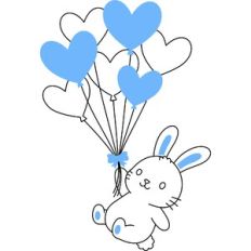 Cute Bunny With Balloons Sketch