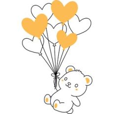 Baby Bear With Balloons Sketch