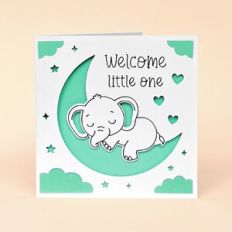 New Baby Card - Elephant on Moon