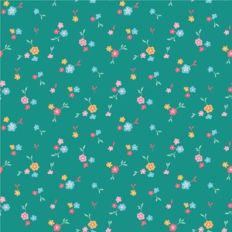 Cute Little Flowers with Leaves Pattern on Teal Aqua Green