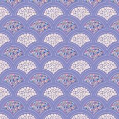 Cute Daisy Flowers and Simple Leaves Scallops Pattern on Violet Lavand