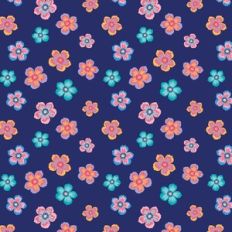 Cute Simple Hawaiian Flowers Pattern on Dark Navy Blue
