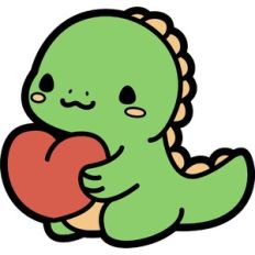 cute dino with heart