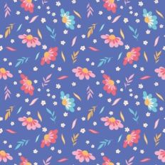 Cute Daisy Flowers and Leaves Pattern on Blue