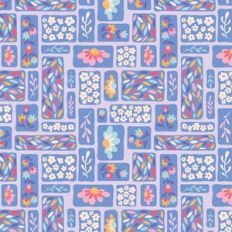 Cute Tiny Flowers and Daisies Blocks Pattern on Violet
