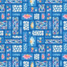 Cute Tiny Flowers and Daisies Blocks on Blue