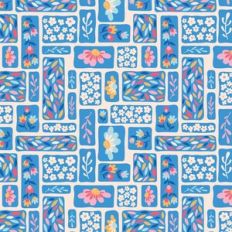 Cute Tiny Flowers and Daisies Blocks Pattern on White