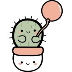 cute cactus with balloon