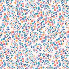 Colorful Organic Shapes and Flowers Pattern on White