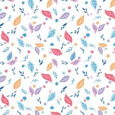 Playful Colorful Leaves Pattern on White