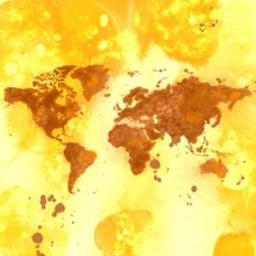 Yellow Watercolor World Map Background Pattern