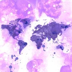 Purple Watercolor World Map Background Pattern