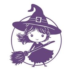 A little witch with a broom