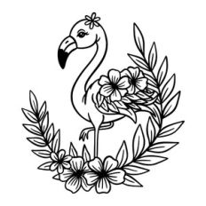 Flamingo with flowers
