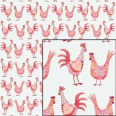 Hen and Cockerel Chicken Pattern