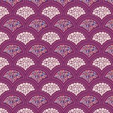 Cute Daisy Flowers and Simple Leaves Scallops Pattern on Purple Plum