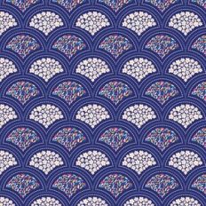Cute Daisy Flowers and Simple Leaves Scallops Pattern on Navy Blue