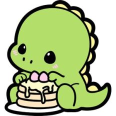 cute dino with pancakes