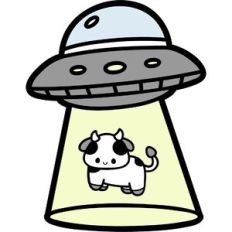 ufo and cute cow