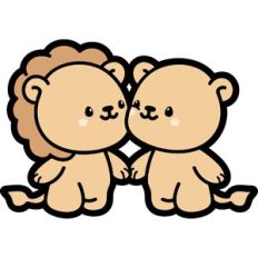 cute lions couple in love