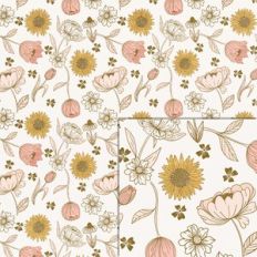 printable pattern flowers on cream