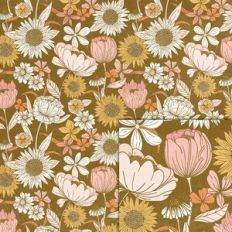printable pattern flowers on brown