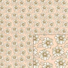 cream flowers on pink printable pattern