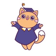 Happy Cat in Graduation Hat and Gown