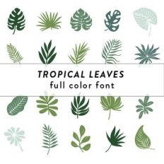 tropical leaves full color font