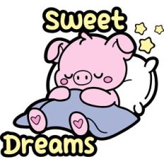 cute sleeping pig "sweet dreams"