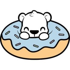 cute polar bear inside a donut