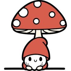minimal gnome under a mushroom