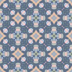 Magic Flowers on Navy Blue - muted colors nature Pattern