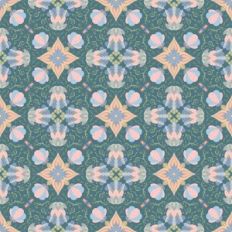 Magic Flowers on Dark Green - muted colors nature Pattern