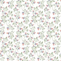 Branches with Leaves and magic Flowers Pattern on white