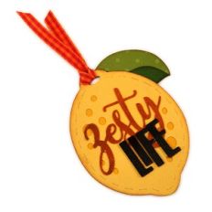 Tag Print Lemon with Leaves
