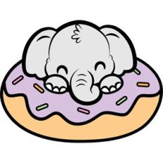cute elephant in a donut