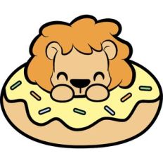 cute lion in a donut